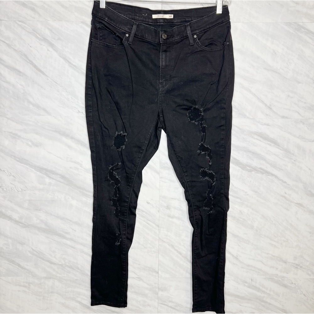 Levi’s 711 Skinny Distressed Black Denim 16W